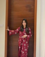 Maroon Floral 2 PC PRINTED - Image 3