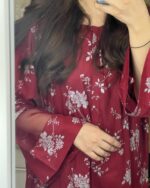 Maroon Floral 2 PC PRINTED - Image 5