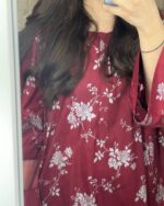 Maroon Floral 2 PC PRINTED - Image 6